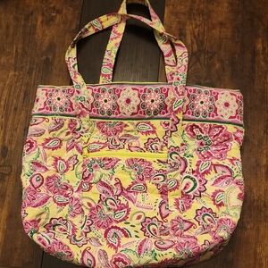 Floral Pink and Yellow Tote Bag